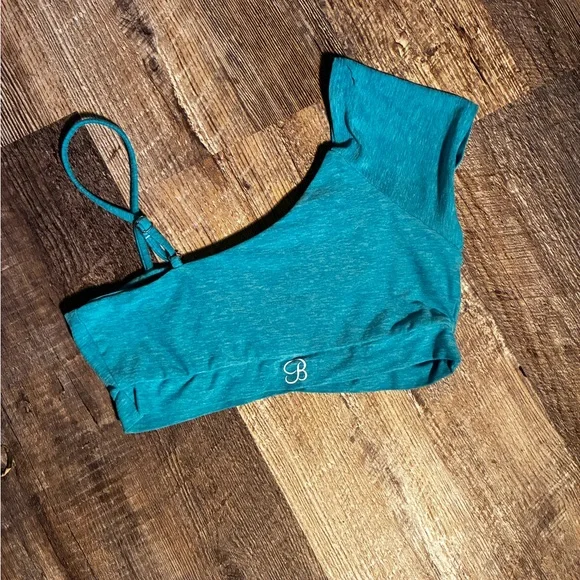 Bombshell Sportswear Teal One-Shoulder bra top - Picture 2 of 5